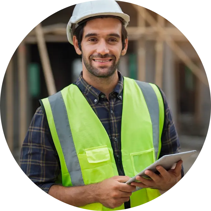 Construction worker smiling